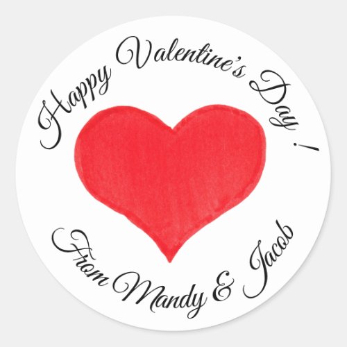 Simple Red Painted Heart Personalized Classic Round Sticker