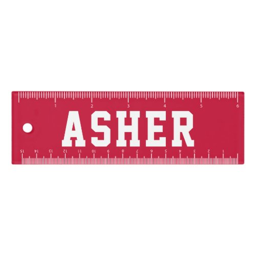 Simple Red Personalized Back to School Ruler