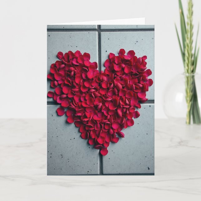 Simple Red Petal Heart Card (Front)