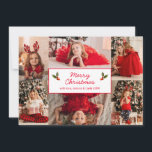 Simple Red Photo Collage Modern Christmas Holiday Card<br><div class="desc">Modern photo Christmas card with a simple layout featuring a collage of six of your favorite family photos.  In the middle is the greeting "Merry Christmas" in an elegant script in red over a white background.  The back has your personalized message.</div>