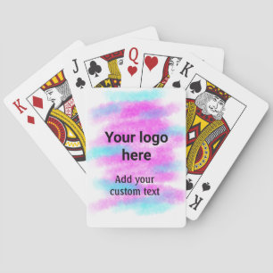 Simple red pi watercolor add your logo custom text poker cards