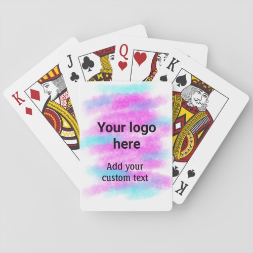 Simple red pi watercolor add your logo custom text poker cards