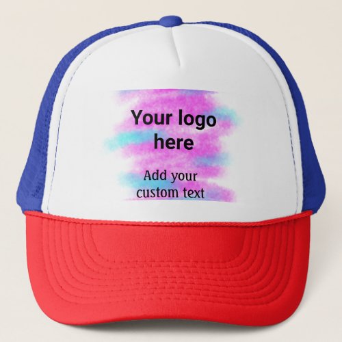 Simple red pi watercolor add your logo custom text trucker hat