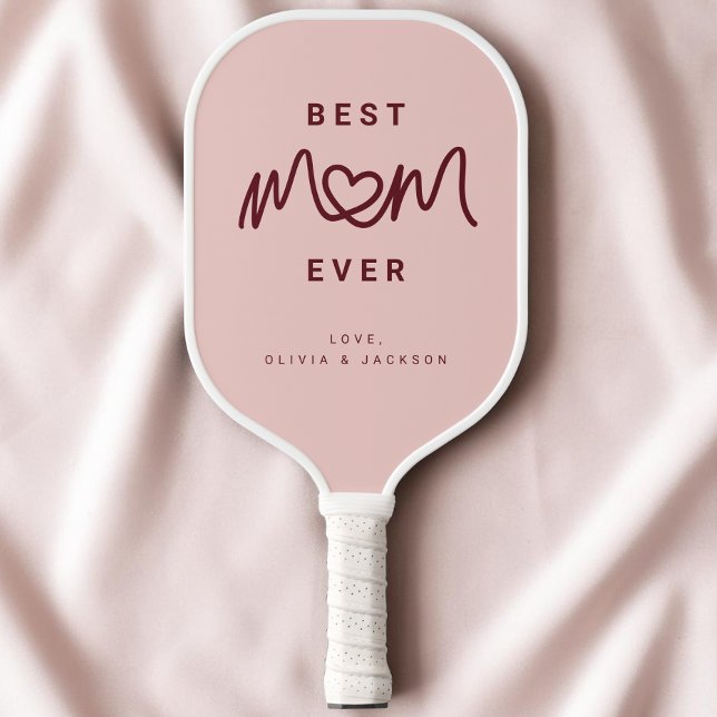 Simple Red Pink Cute Script Modern Best Mom Ever Pickleball Paddle (Simple Red Pink Cute Script Modern Best Mom Ever Pickleball Paddle)