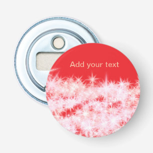 Simple red pink glitt sparkle stars add your text bottle opener