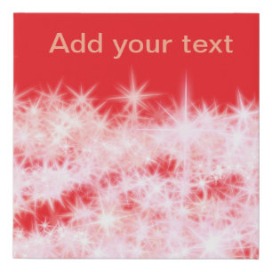 Simple red pink glitt sparkle stars add your text faux canvas print