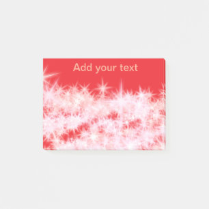 Simple red pink glitt sparkle stars add your text post-it notes