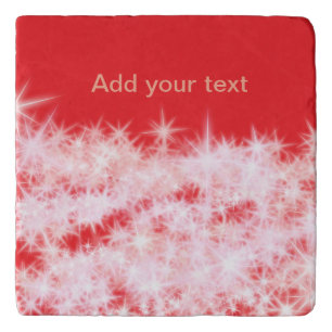 Simple red pink glitt sparkle stars add your text trivet