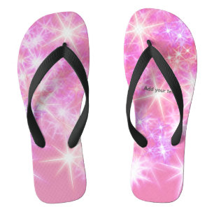 Simple red pink glitter sparkle stars add your tex flip flops