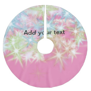 Simple red pink glittersparkle stars add your text brushed polyester tree skirt