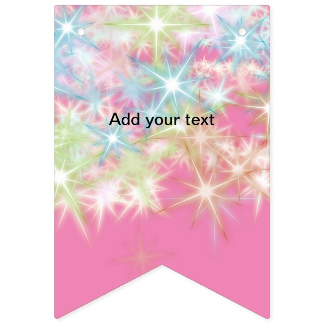 Simple red pink glittersparkle stars add your text bunting flags (First Flag)
