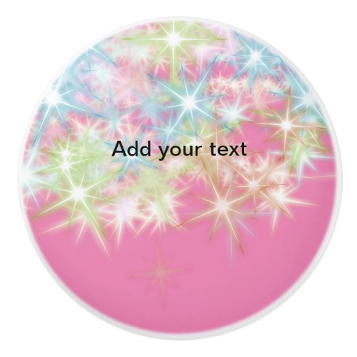 Simple red pink glittersparkle stars add your text ceramic knob