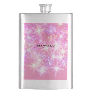 Simple red pink glittersparkle stars add your text flask