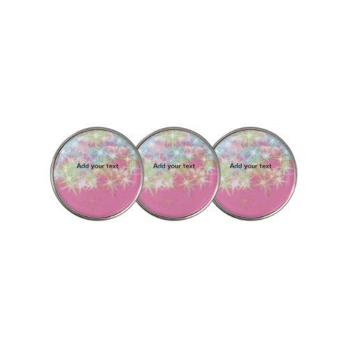 Simple red pink glittersparkle stars add your text golf ball marker