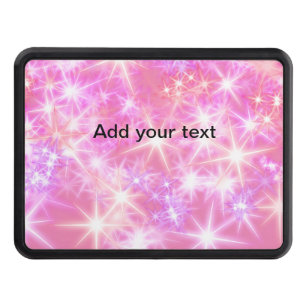 Simple red pink glittersparkle stars add your text hitch cover