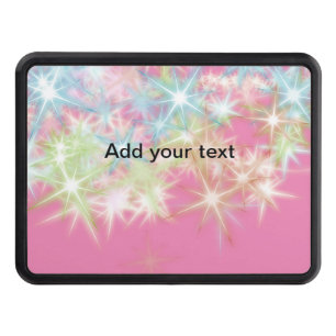 Simple red pink glittersparkle stars add your text hitch cover