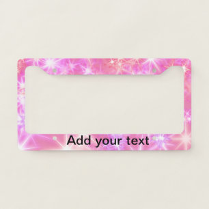 Simple red pink glittersparkle stars add your text license plate frame