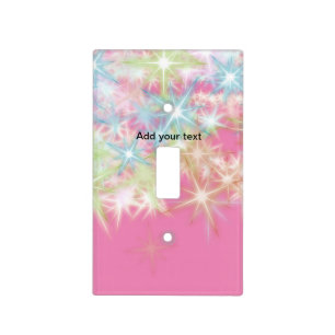 Simple red pink glittersparkle stars add your text light switch cover