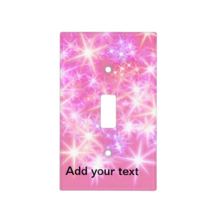 Simple red pink glittersparkle stars add your text light switch cover