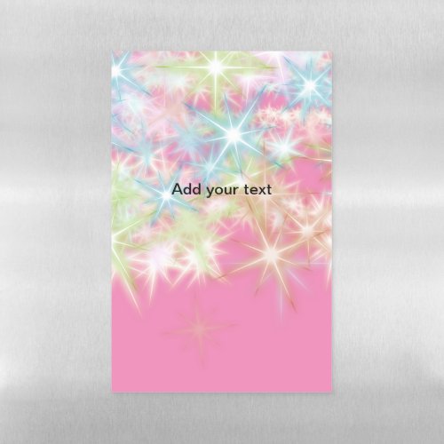 Simple red pink glittersparkle stars add your text magnetic dry erase sheet