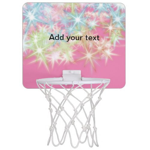 Simple red pink glittersparkle stars add your text mini basketball hoop