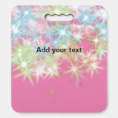 Simple red pink glittersparkle stars add your text seat cushion