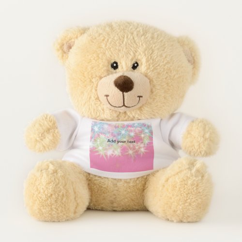 Simple red pink glittersparkle stars add your text teddy bear