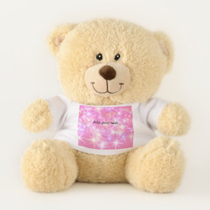 Simple red pink glittersparkle stars add your text teddy bear