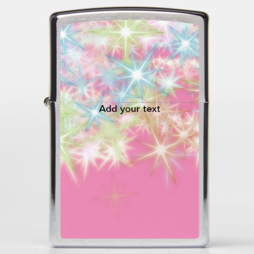 Simple red pink glittersparkle stars add your text zippo lighter