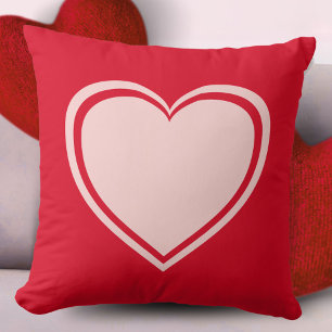 Simple Red Pink Heart Valentine`s Day Throw Pillow