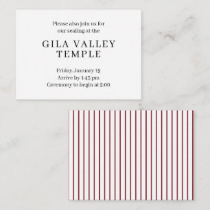 Simple Red Pinstripes Temple Sealing Invitation