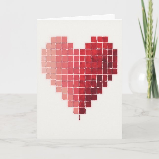 Simple Red Pixel Heart Card (Front)