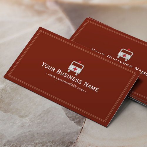 Simple Red Plain Ambulance Medical Business Card