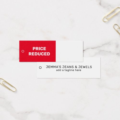 Simple Red Price Reduced Business Name Hang Tag