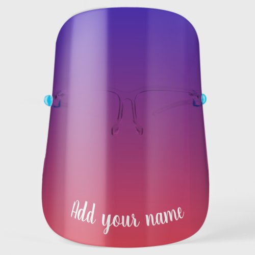 Simple Red Purple Blue Gradient with Name Face Shield