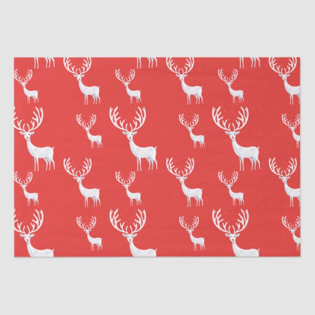Simple Red Reindeers christmas Xmas Pattern Tissue Paper (Front)