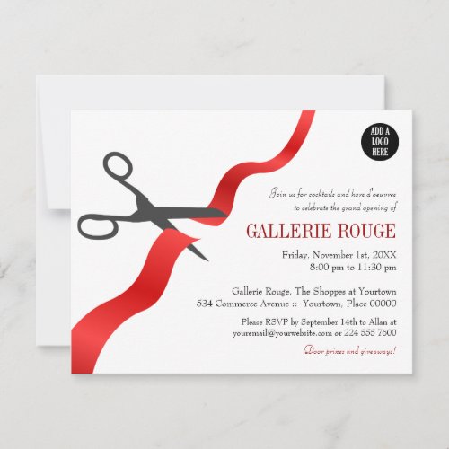 Simple Red Ribbon Cutting Grand Opening Invitation