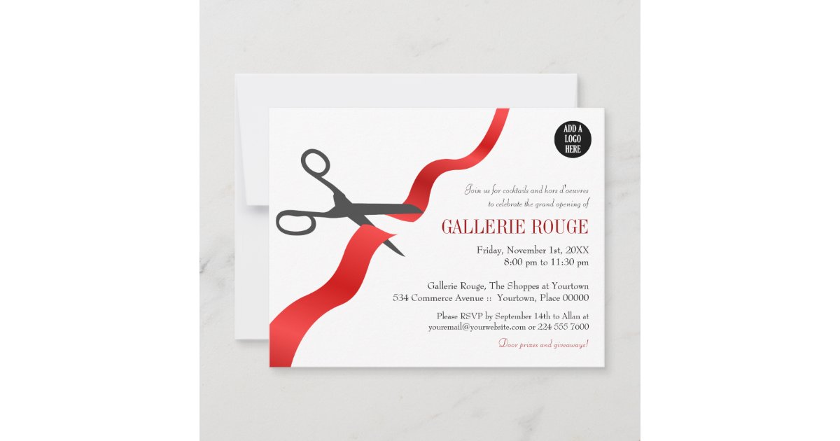 Cream Theme Inauguration Invitation Template with Red Ribbon Design –  VRiddle