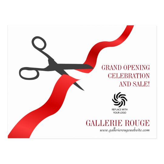 Simple Red Ribbon Cutting Grand Opening Postcard | Zazzle.com