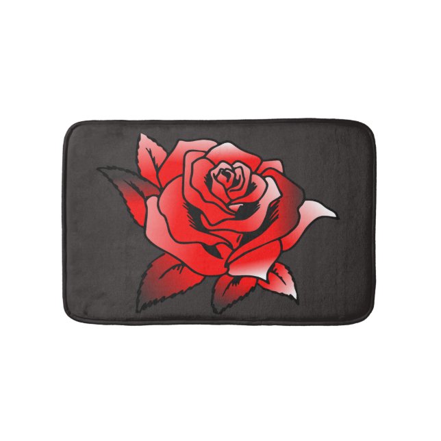 Simple Red Rose Bath Mat (Front)