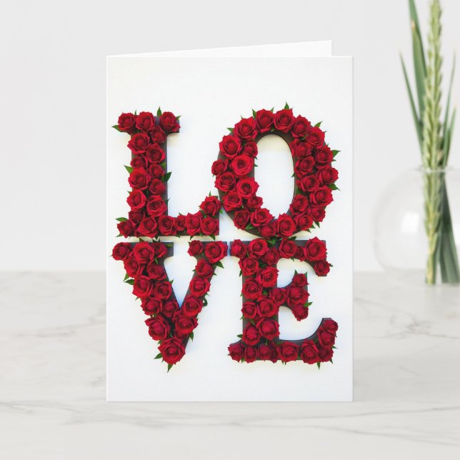 Simple Red Rose Love Card (Front)