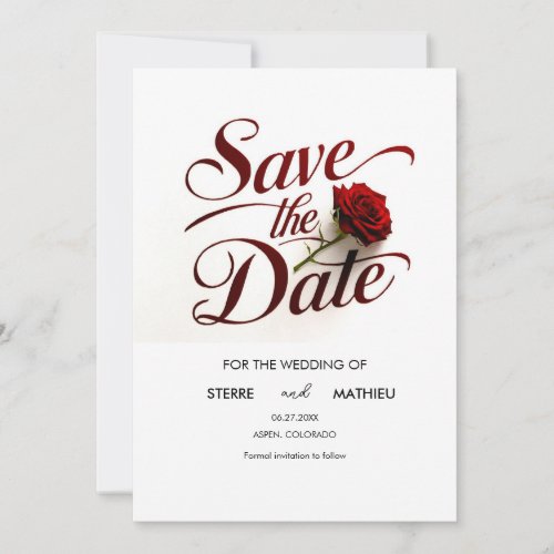 Simple Red Rose Wedding Save The Date