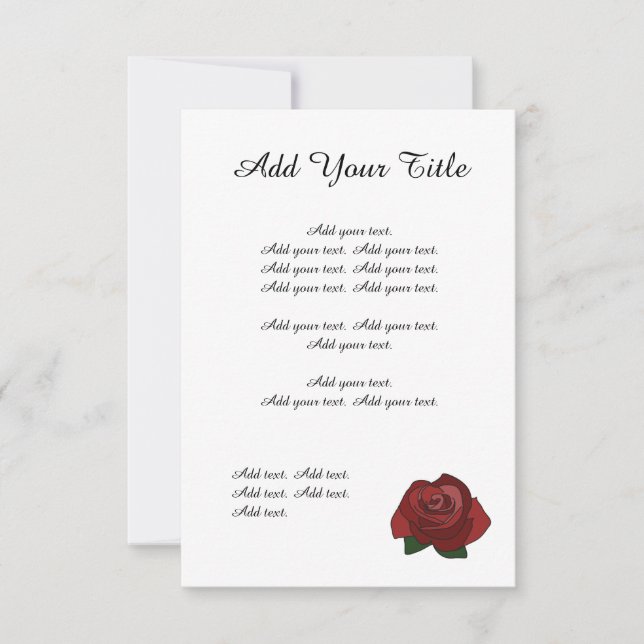 Simple Red Rose Wedding Stationary Invite (Front)