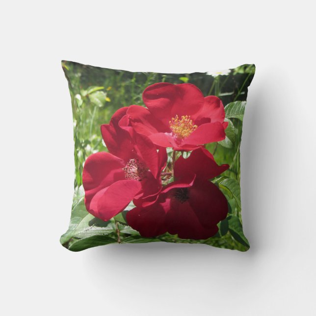 Simple Red Roses Throw Pillow (Front)