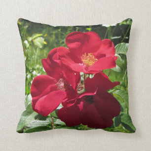 Simple Red Roses Throw Pillow