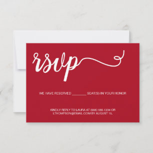 Simple Red RSVP wedding Reserved Seat Card