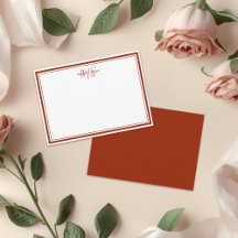 Simple Red Scarlet Minimalist Monogram Two Border