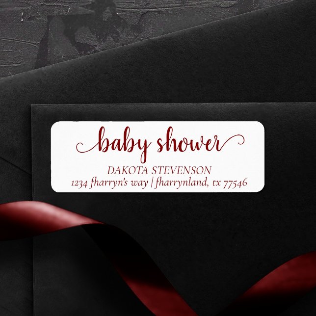 Simple Red Script | Candy Apple Shower Address Label (Creator Uploaded)
