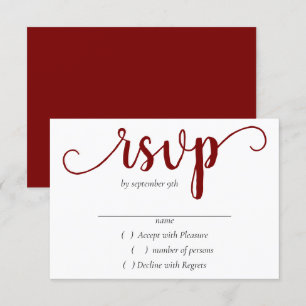 Simple Red Script   Cherry Minimalist Flourish RSVP Card