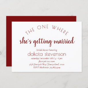 Simple Red Script One Where Shes Getting Married Invitation